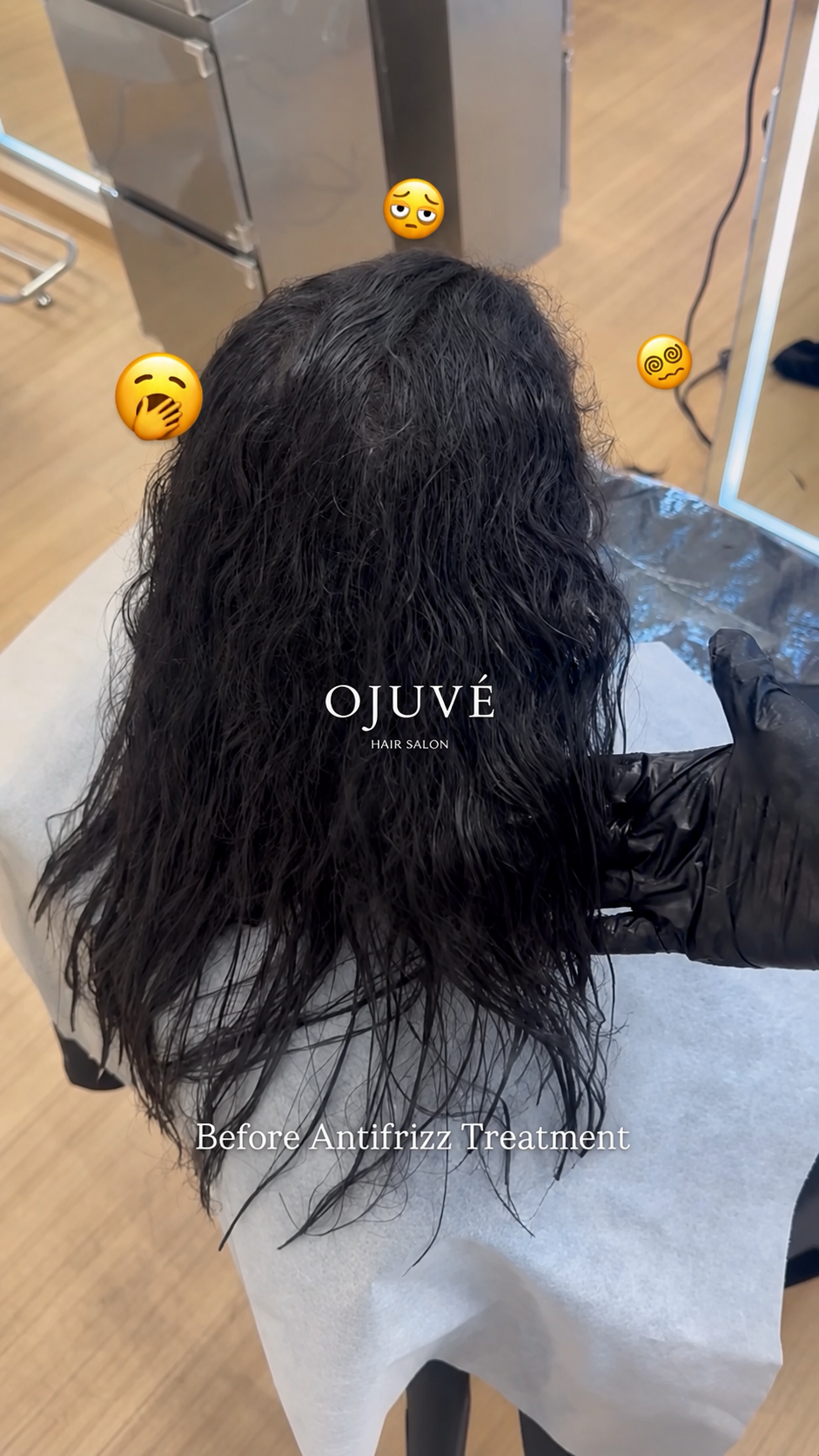 Before OJUVÉ anti-frizz treatment