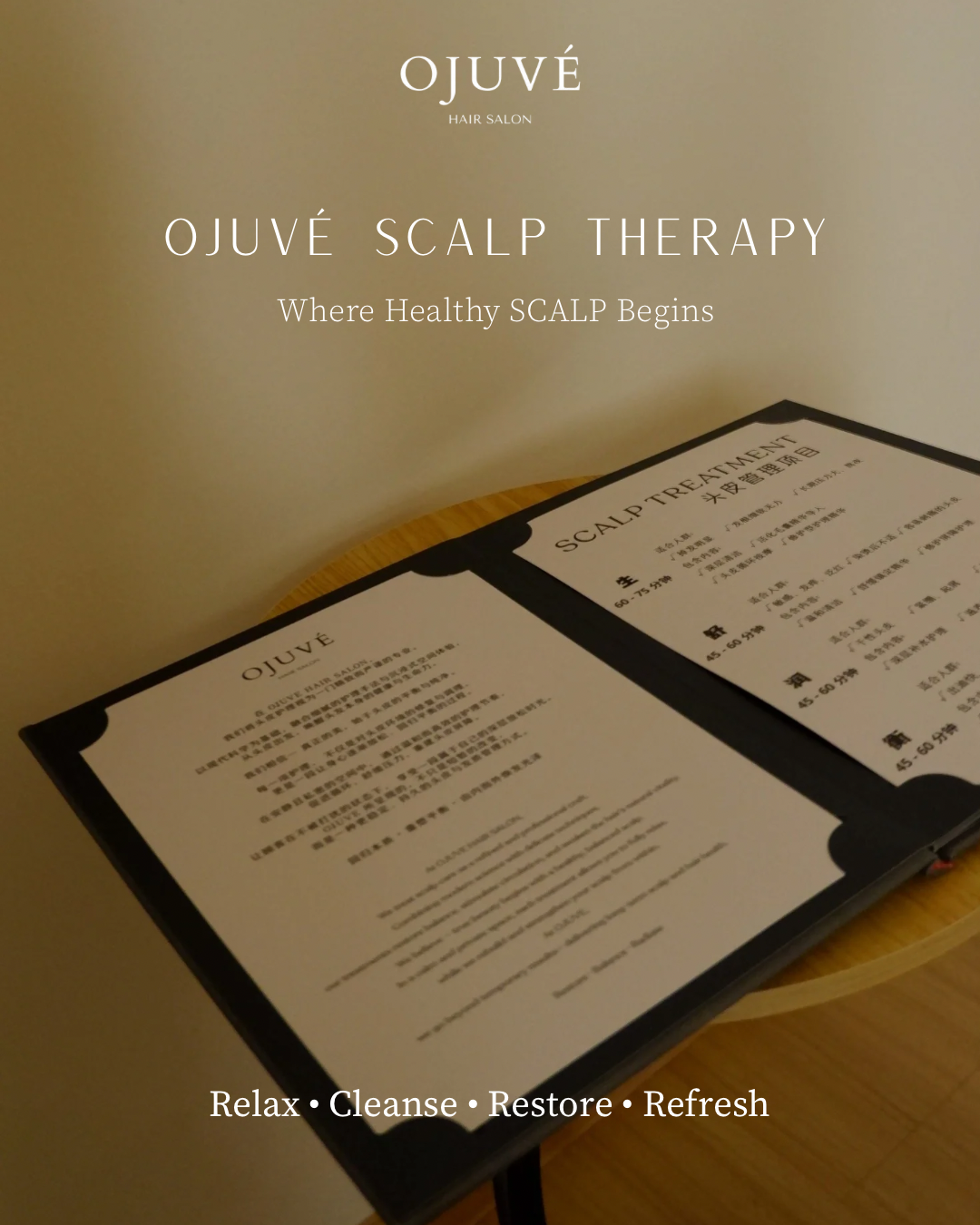 OJUVÉ Scalp Therapy menu